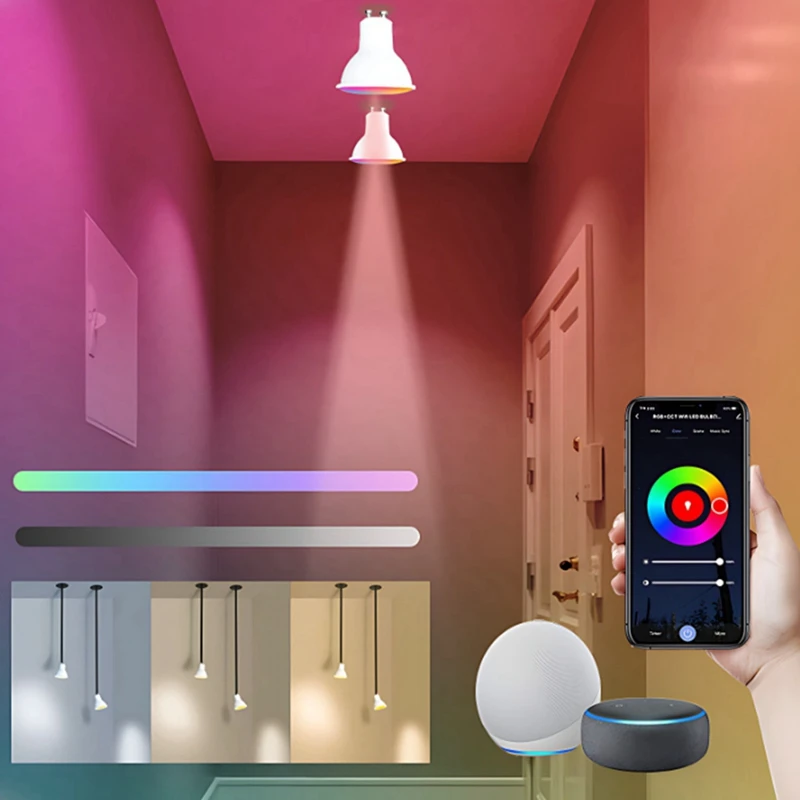 Tuya Bluetooth GU10 Lampadina LED intelligente Dimmerabile 6W 220V Smart Life App Controllo Lampadina Faretto Funziona con Alexa Google 4 pezzi