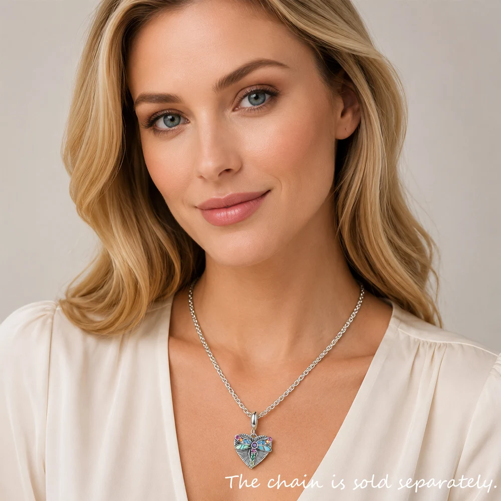 Anhänger mit Herz- und Libellenmotiv aus reinem 925er Sterlingsilber, Damen, brandneu, Bohemia, edler Schmuck – Detail 2
