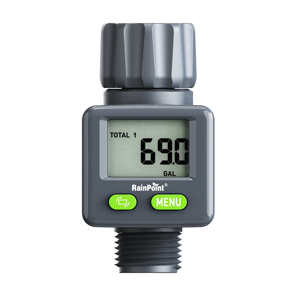 Rainpoint Digital Water Flow Meter RV Water Meter L/Gal For 3/4
