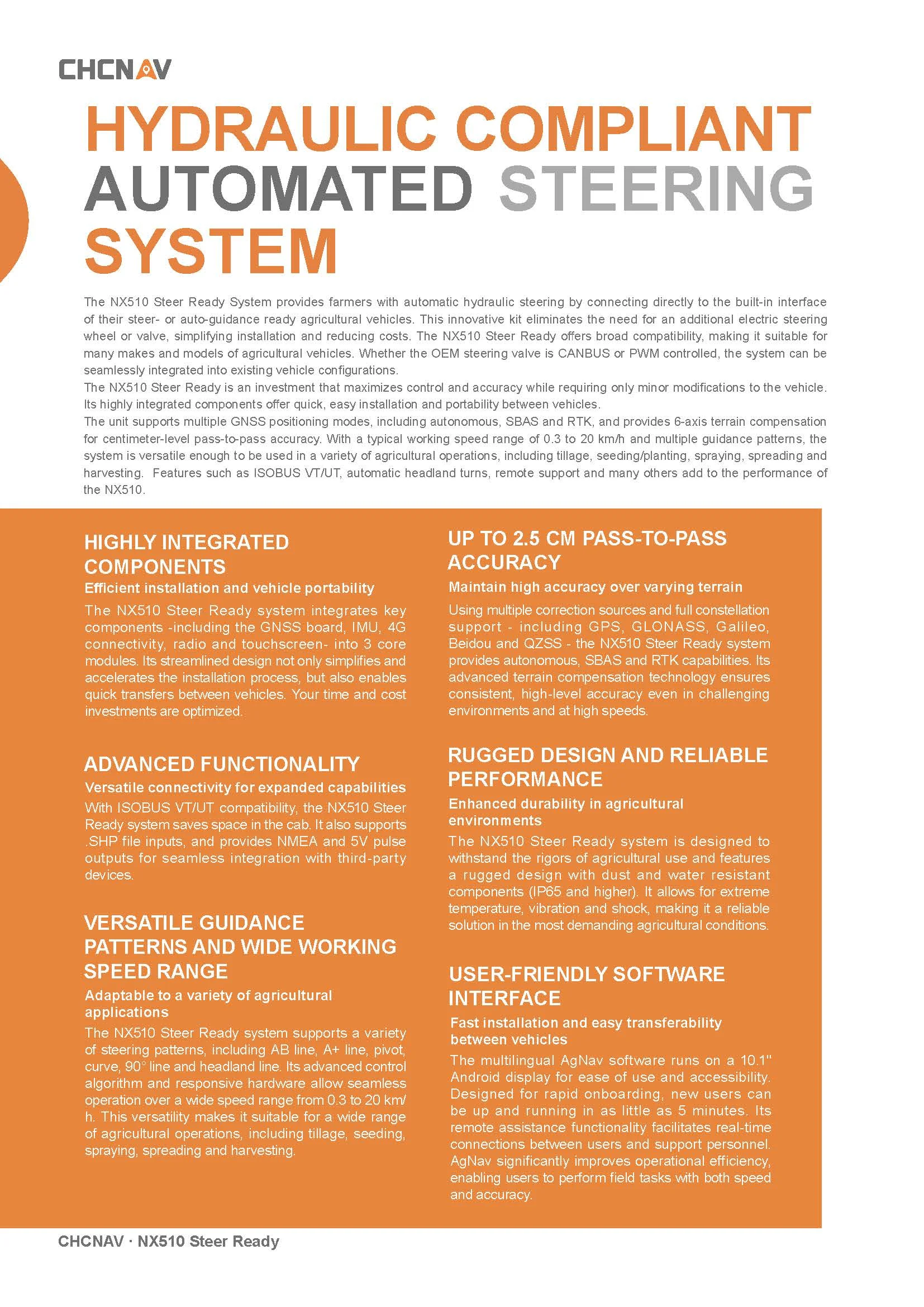 For NX510 Steer Ready Version Tractor Gps Agriculture Guidance System Global General Use Without Steering Wheel