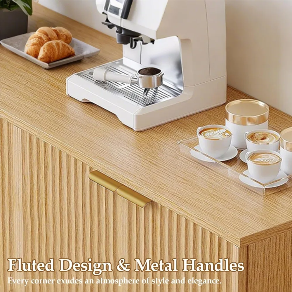 زينة تخزين كبيرة مع 4 أبواب وأرفف مشقوقة، مناسبة للاستخدام كحامل تلفزيون خشبي #5