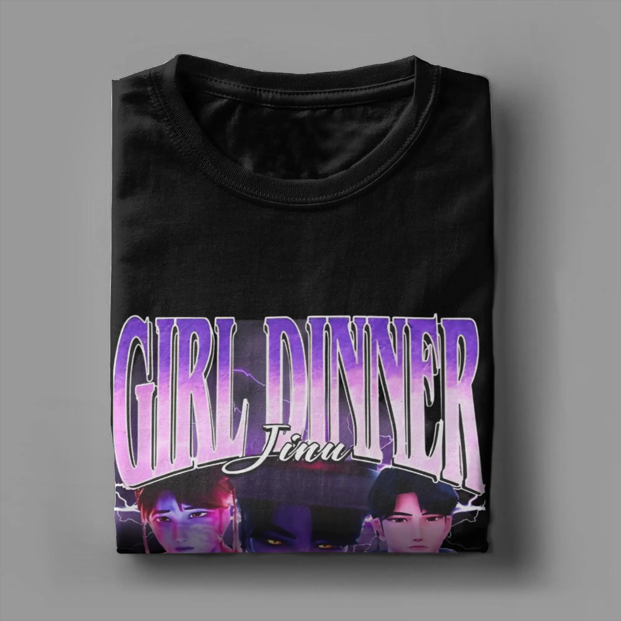 الرجال تي شيرت فتاة عشاء Jinu Kpop شيطان هنتر الشرير مضحك 100% القطن تيز قصيرة الأكمام تي شيرت Crewneck الملابس حجم كبير