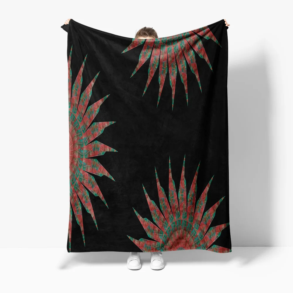 Tropical Flaming Leaves Printed Fleece Blanket Sofa Bed Throw Decorative Quilt for Home Living Room Bedroom