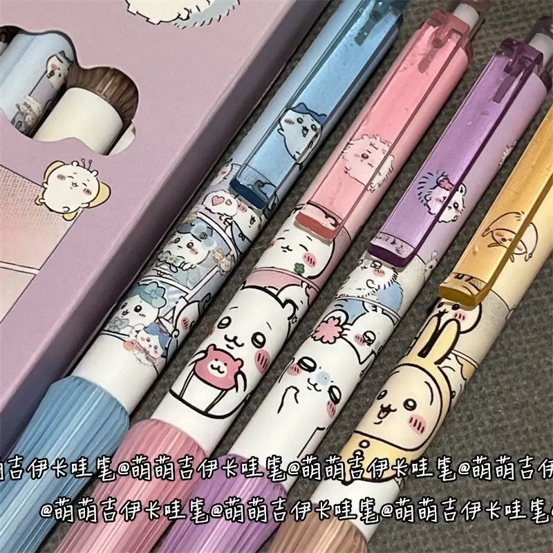 4 Stuks Chiikawas Intrekbare Gel Pennen 0.5 Mm Zwart Sneldrogende Kawaii Pennen Voor Studenten School Kantoor Schrijven briefpapier Leveringen
