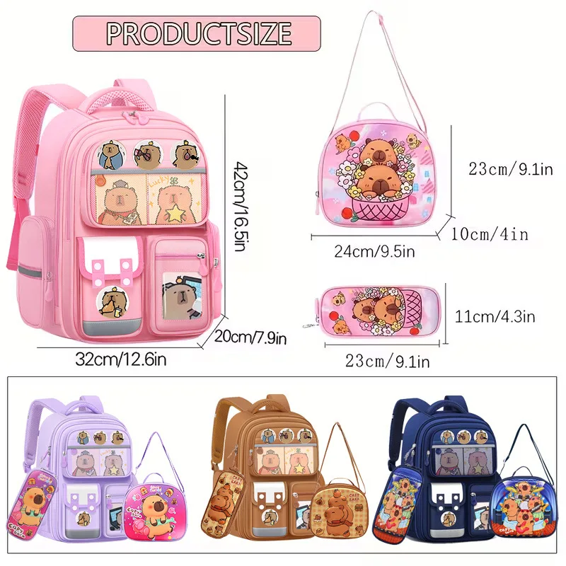 Capybara Children School Bags For Boys Girls Kids Alleviate Burden Protecting Spine Widen Straps School Backpack School Book Bag