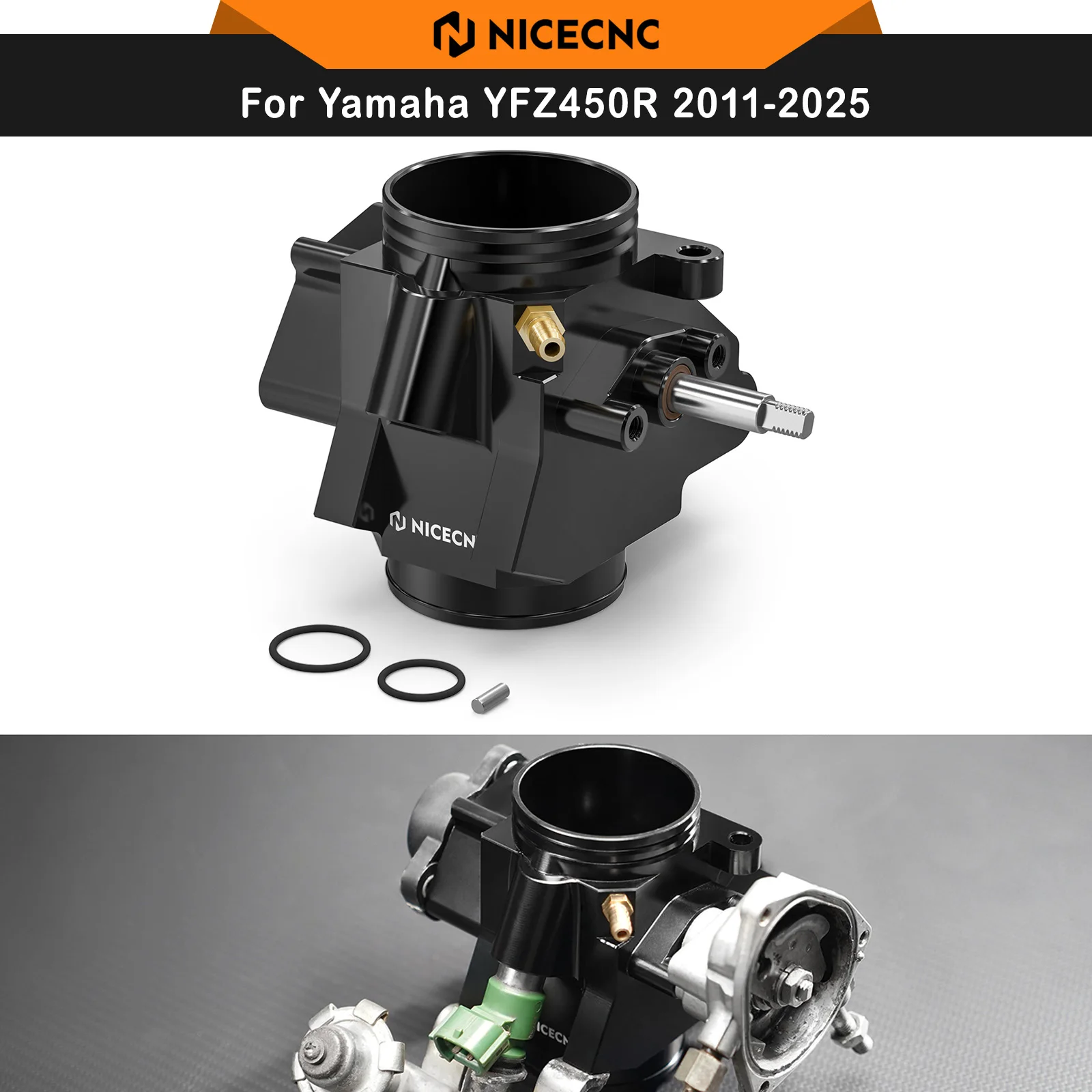 NICECNC For Yamaha YFZ450R 2011-2025 Throttle Body Kit Aluminum Replaces 18P-13750-01-00 1TD-13750-02-00 47MM ATV Accessories