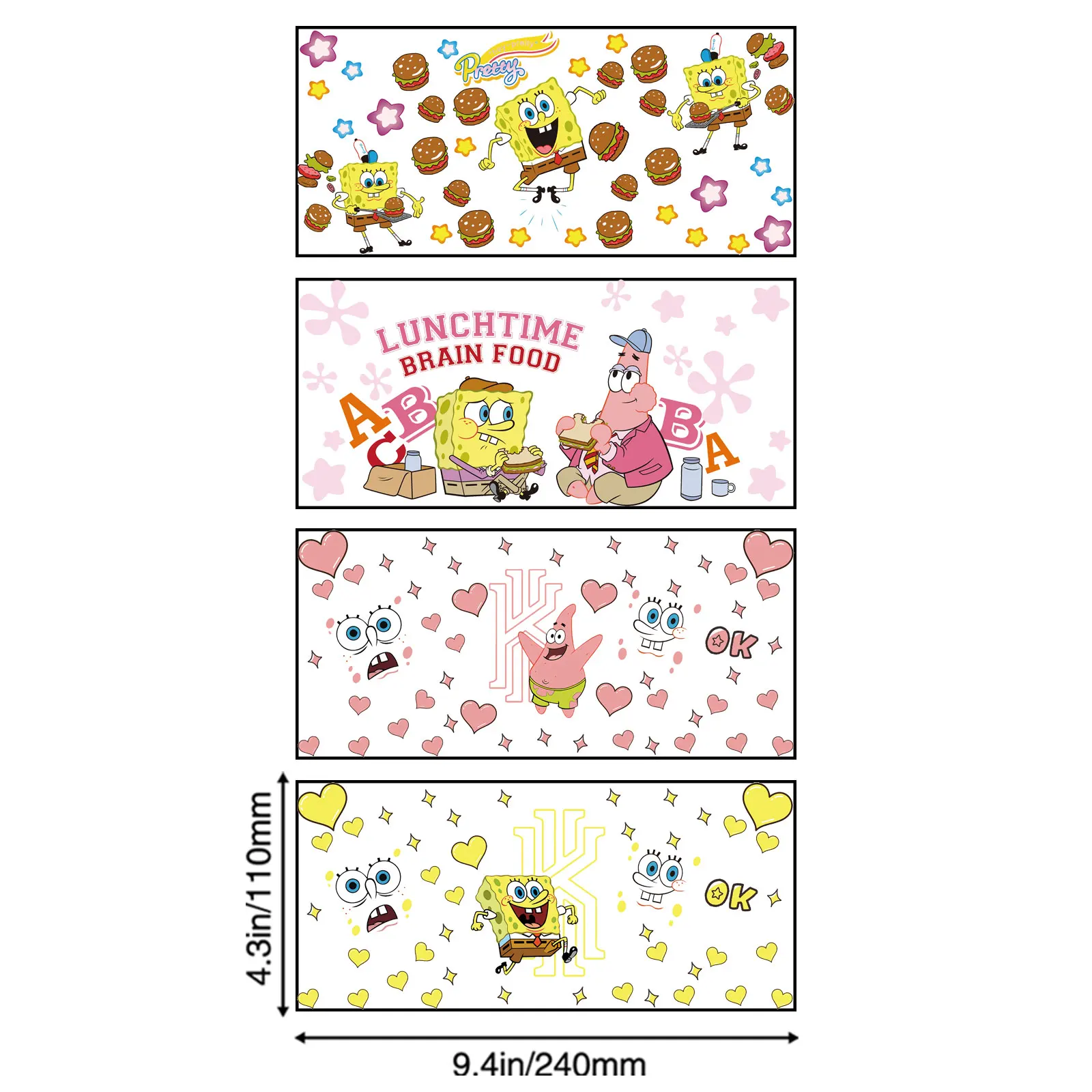 SpongeBob UV DTF Transfer Sticker Voor 16oz Libbey Glas Sticker Cup Wrap Decal DIY Permanente Zelfklevende Waterdicht