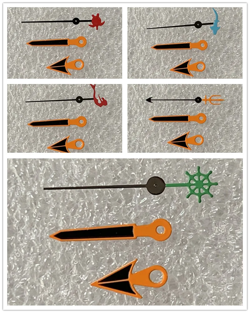 Black Watch Hands with Orange Edge No Luminous Three Pointers Muti-style Second Hands for NH35/NH36/4R/7S Movement Repair Parts