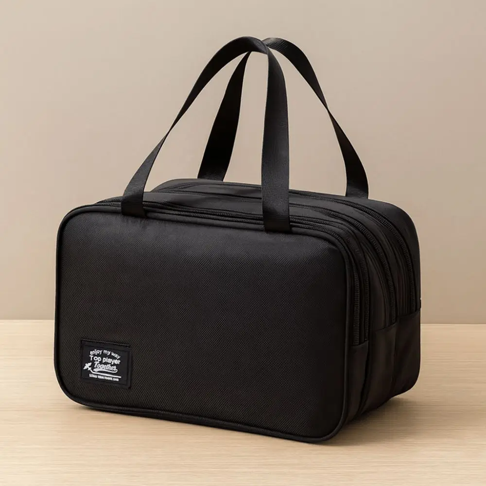 Solid Color Handheld Cosmetic Bag Large Capacity Oxford Cloth Pouches Bag Organizer Thickened Multi-layered Make Up Pouch Bag
