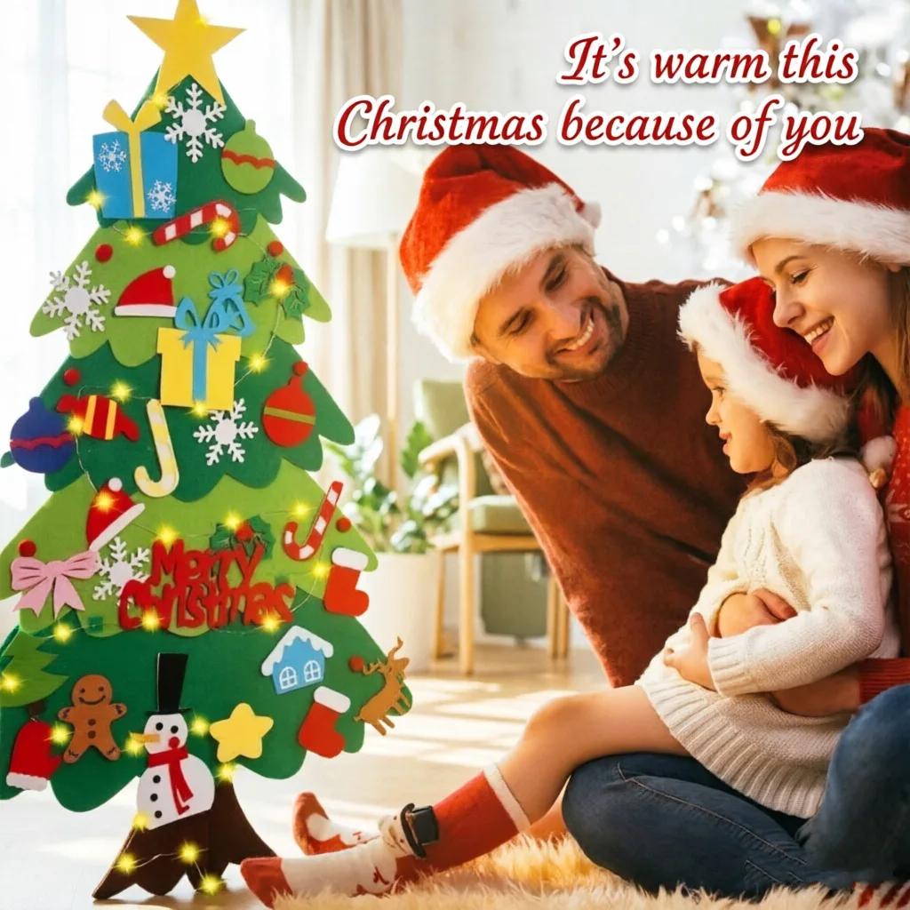 Baby Montessori Toy DIY Felt Christmas Tree Toddlers Busy Board Xmas Tree Gift for Boy Girl Door Wall Ornament Decorations