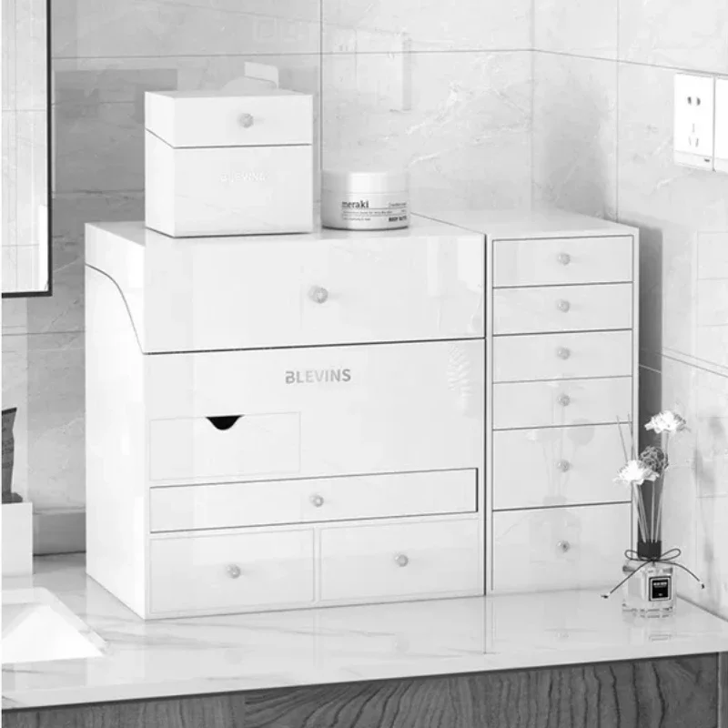 Cosmetics Storage Box DustProof Bathroom Shelf Large Capacity Sink Organizer for Skincare and Makeup Vanity Counter Display