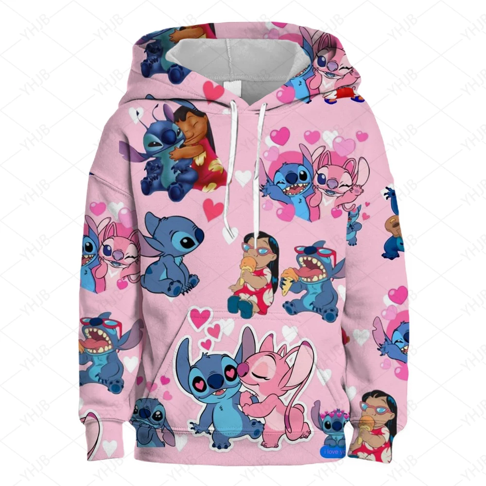 Disney Stitch creative printed children's clothing boys and girls street casual sweatshirts outdoor sports 3-14 years old hoodie