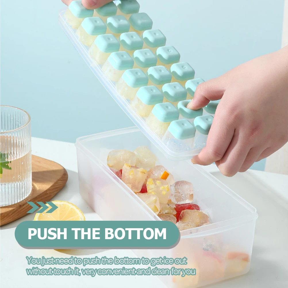 

Ice Cube Trays for Freezer Mold Making Container Reusable Cubes Maker with Lid