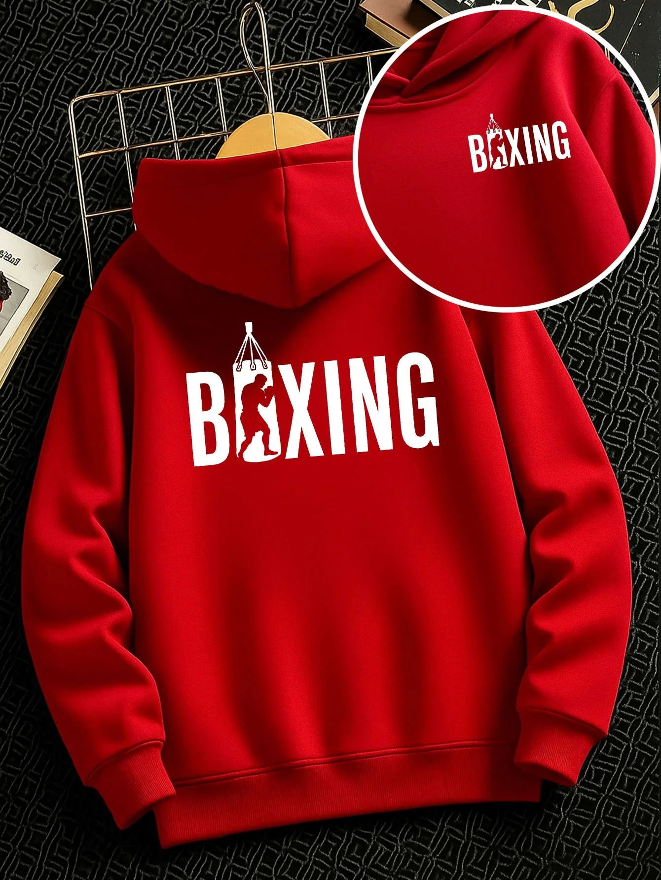 Unisex Kids' Reversible Boxing-Print Hoodie (Fall/Winter) – Casual Trendy Streetwear Sweatshirt