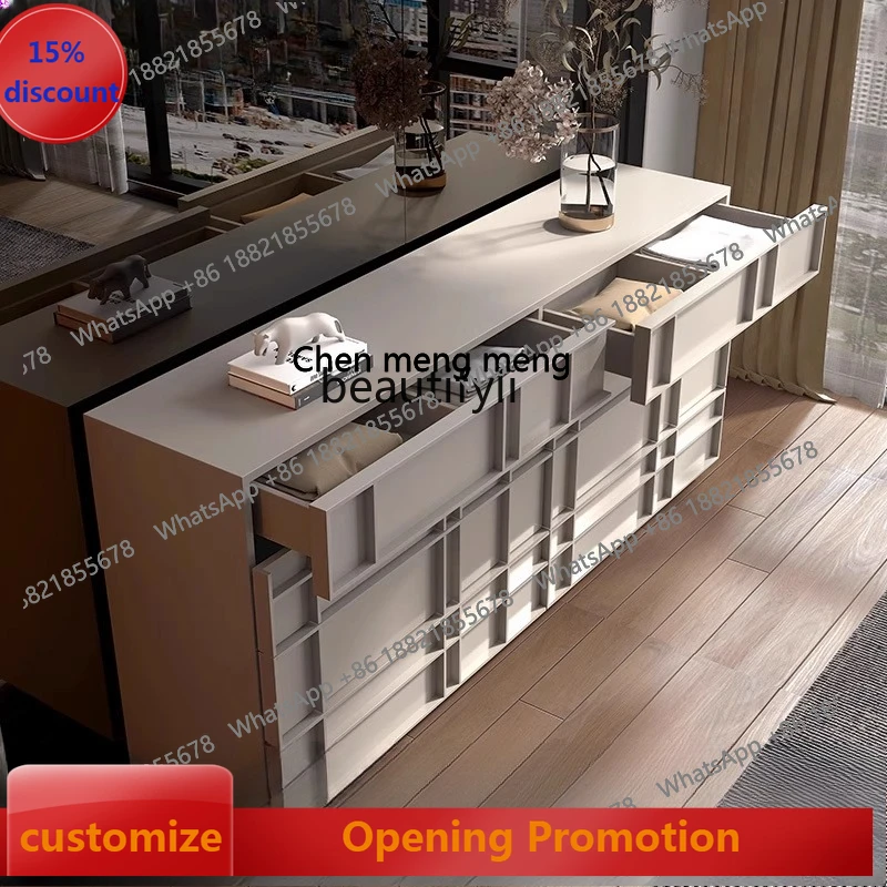 

Modern Minimalist Modern Simple Bedroom Storage Chest Wall Storage Cabinet Cream Color Living Room