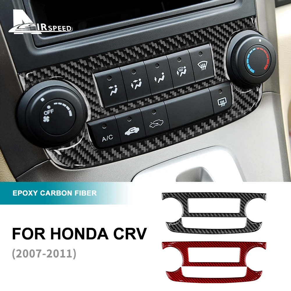 Real Carbon Fiber For Honda CRV CR-V 2007 2008 2009 2010 2011 Central Control Air Conditioner Button Cover Accessories LHD RHD