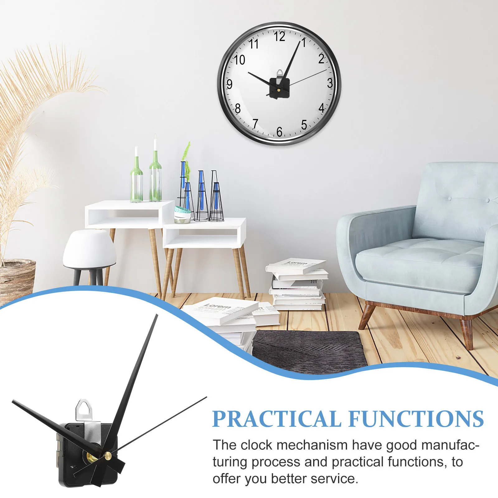 

Clock Mechanism Kit Small Hardware DIY Movement Hands with Replacement Quiet Craft