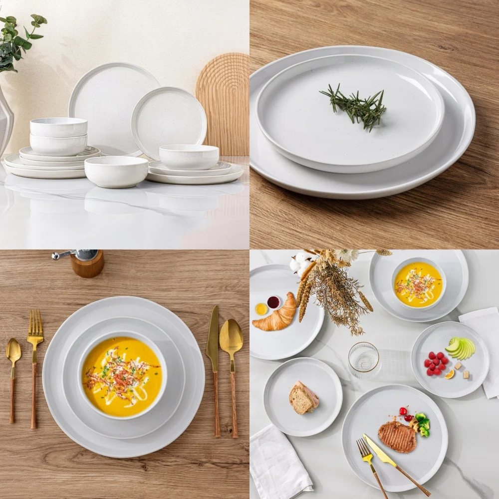 

Ceramic Tableware Set12 Piece Ceramic Dinnerware Set for 4 Handmade Stoneware Plates and Bowls Perfect for Everyday Use and