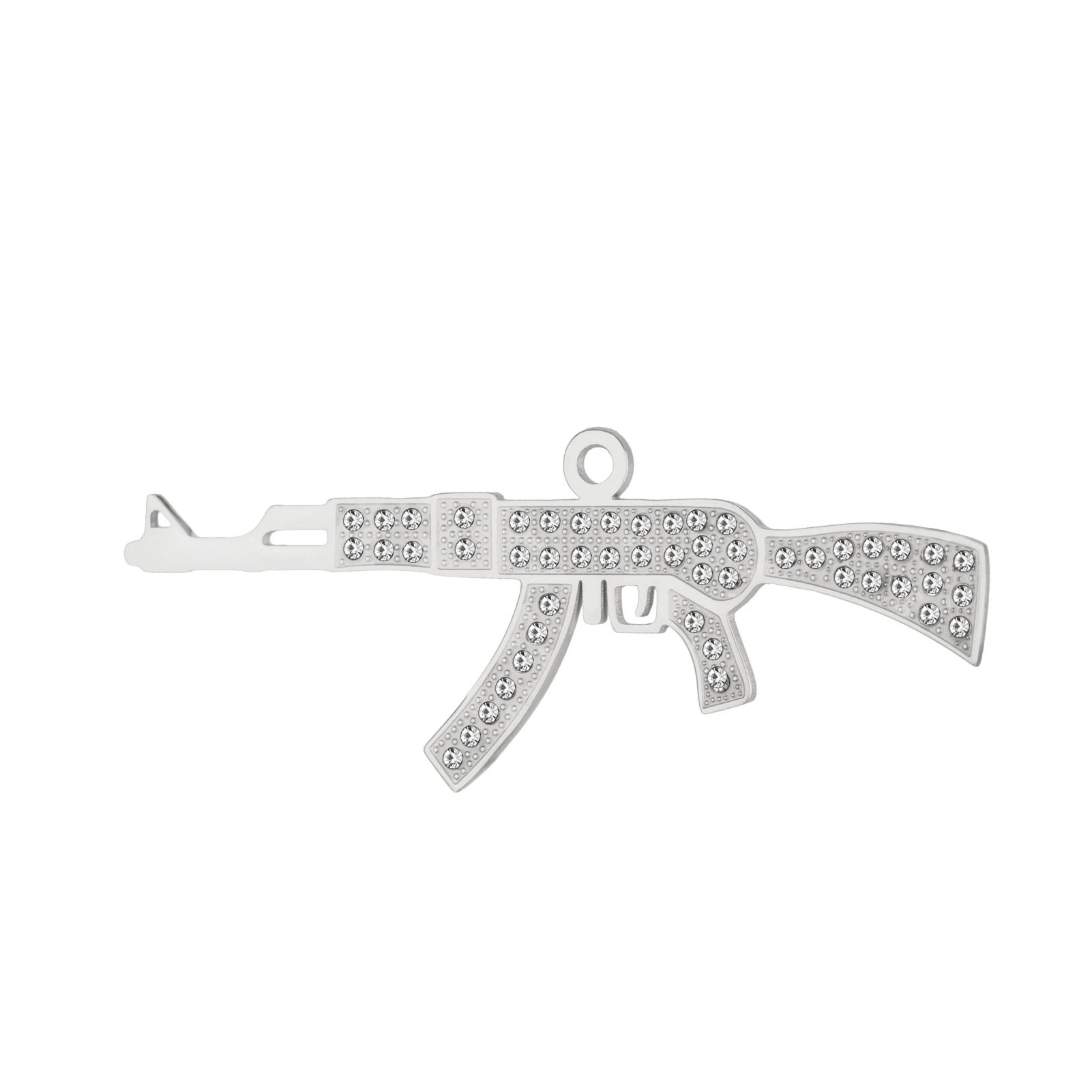 Stainless Steel Classic  Zircon Gun Pendant for Necklace Earrings Bracelet Jewelry DIY Accessories Wholesale image 5