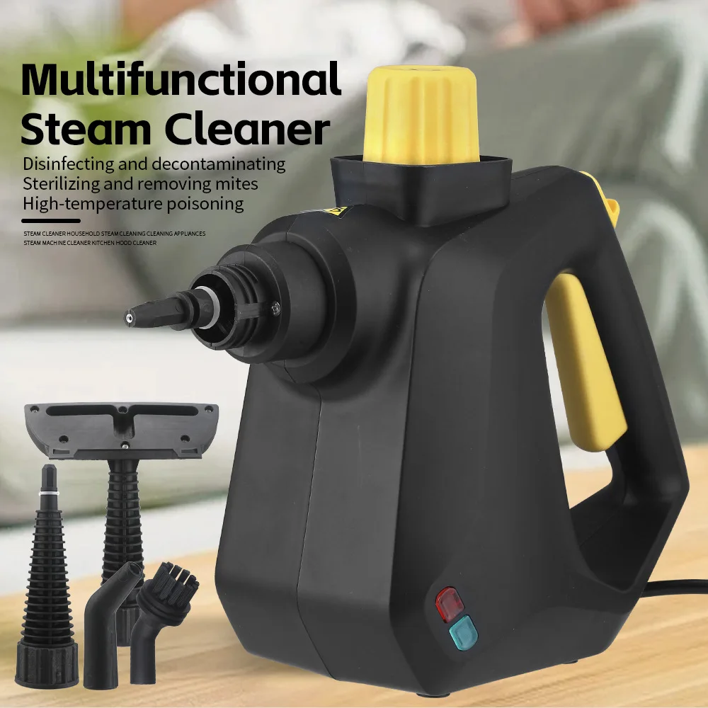 منظف بخار مضغوط محمول مع 9 ملحقات سلك طاقة 247 سم باخرة متعددة الأغراض للاستخدام المنزلي تنجيد أرضية السيارة
