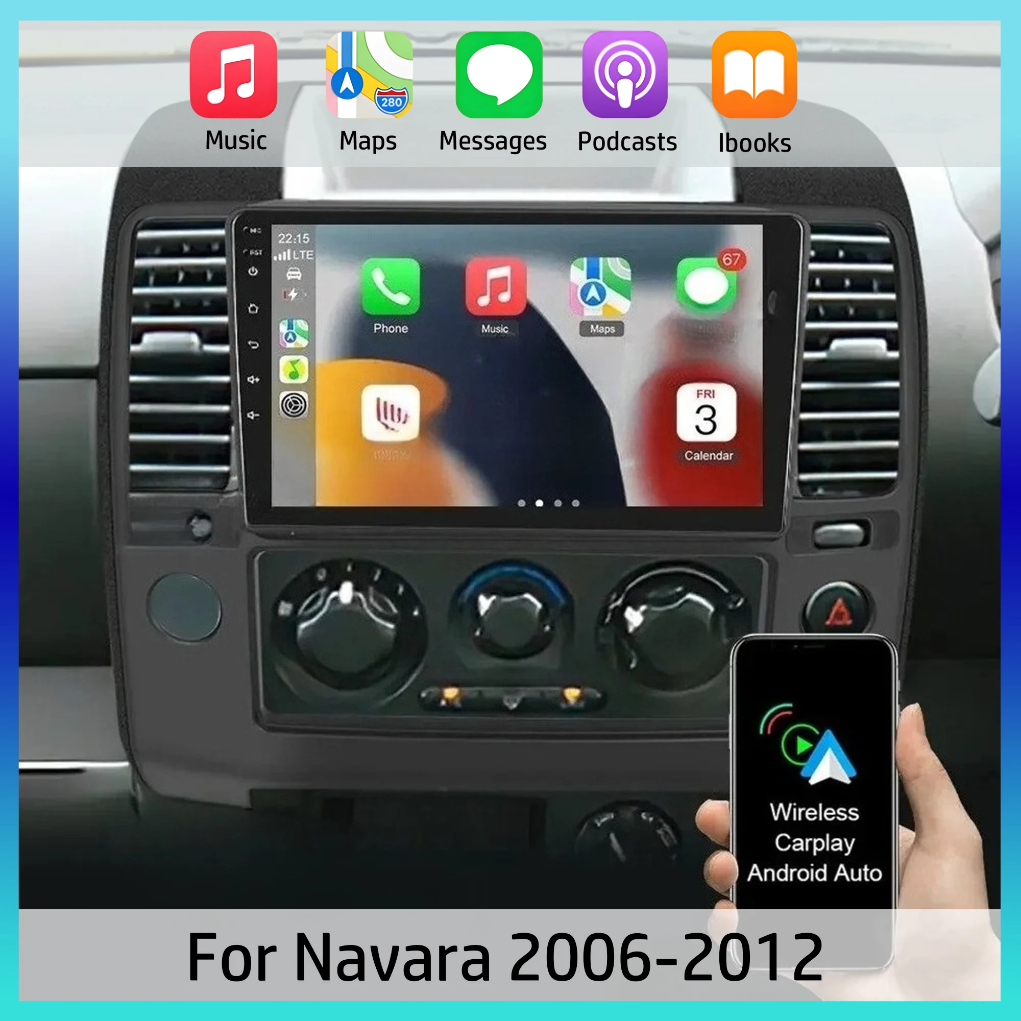 

9 Inches Android 15 Car Stereo for Carplay Radio Compatible for NISSAN NAVARA 2006-2012 GPS NAVI DSP 2+32G Multimedia