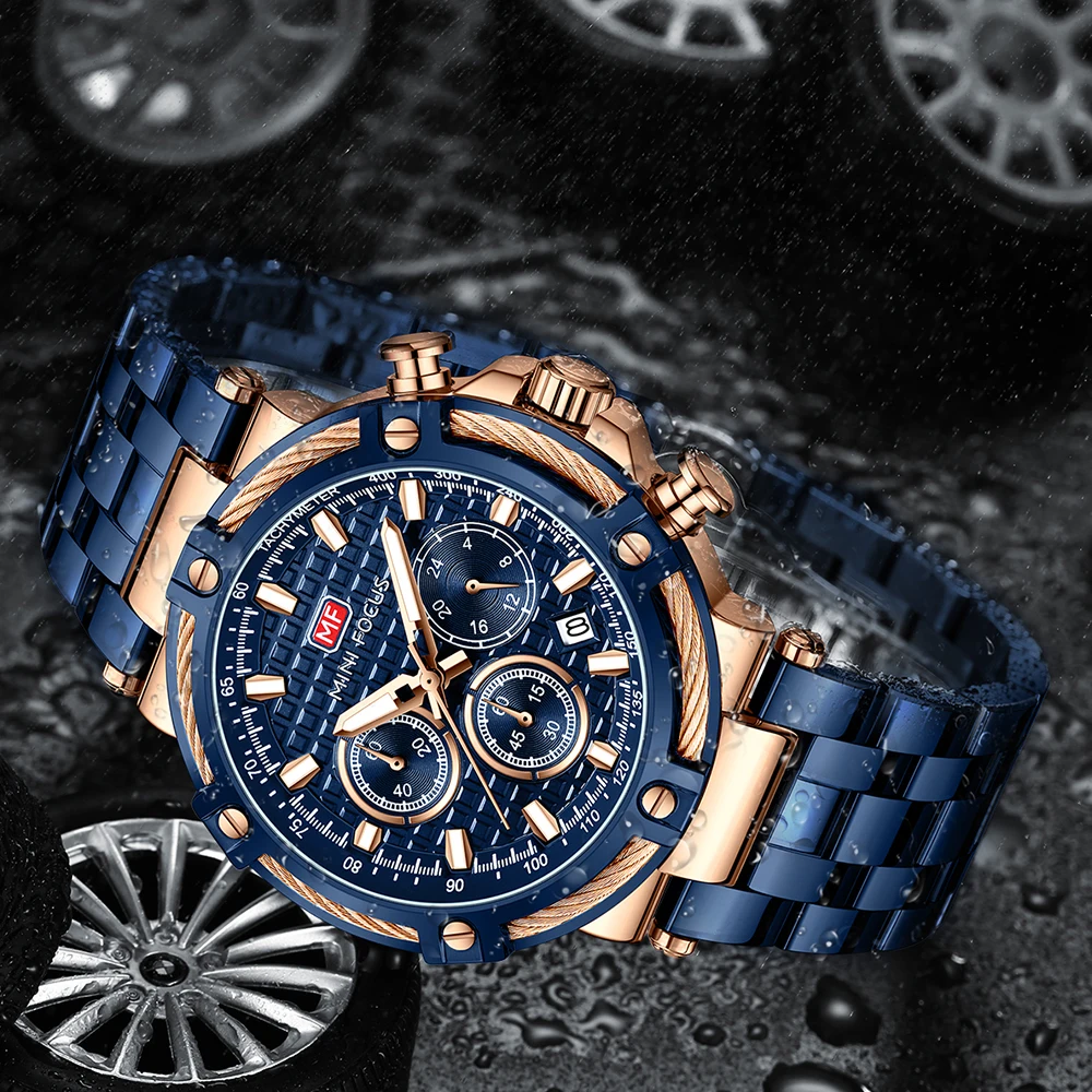 ساعة رجالية MINI FOCUS – ساعة كوارتز عملية ورسمية، حزام من الفولاذ المقاوم للصدأ، مقاومة للماء ومضيئة #3