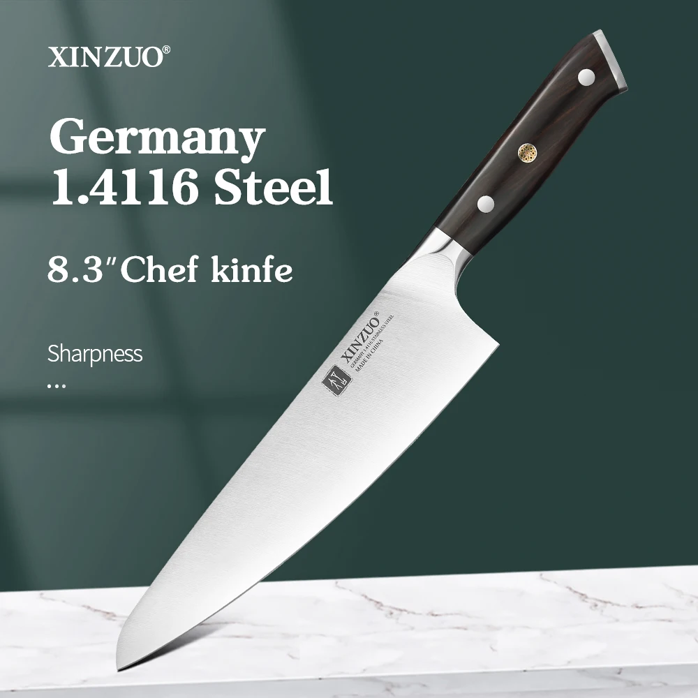 

XINZUO Classic Design 8.3'' Chef Knife Kitchen Knife 56-58HRC German 1.4116 Steel Razor Sharp Cutting Meat With Comfort Handle