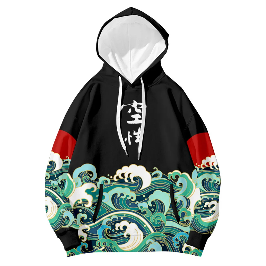 Japanese Style Crane Print Men/Women Autumn Winter Anime Hoodies Long Sleeves Sweatshirt Harajuku Cosplay Coat Clothes