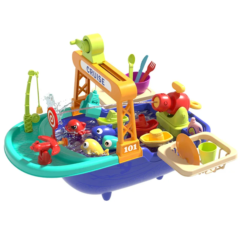 Kinderküchenspielzeug, elektrischer Spaß, Wasserspiel, Wasserwaschbecken, Angeln, Geschirrspülen, Zuhause, Rollenspiel, Baby, Früherziehung, Spielzeug