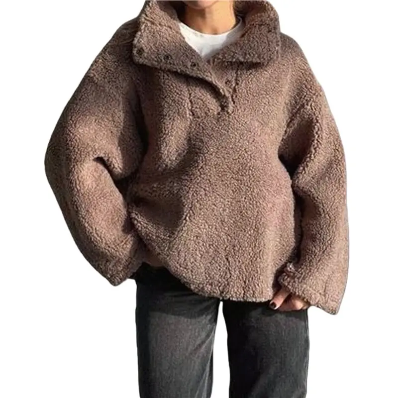 AUAU-Damen-Fleece-Pullover, lässige Fleecejacke, flauschige Pullover, niedliche Winterjacken