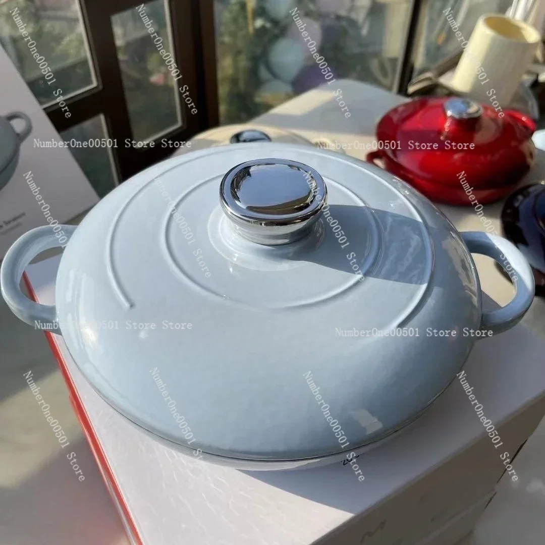 For Induction Cooktop Multi Use Stove Compatible Soup Stew Pot with Even Heat Distribution Enameled Cast Iron view 3