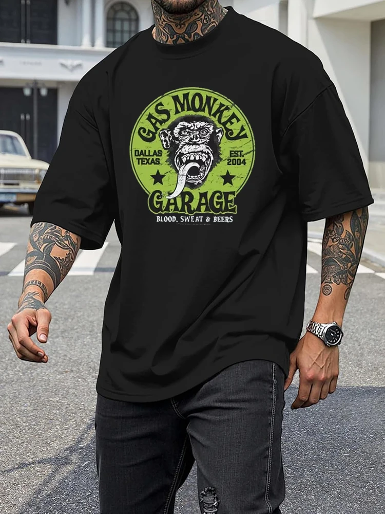 Top Gas Monkey Graphic Cotton T-shirt Unisex Summer Short Sleeve Fashion Brand Tee Luxury Casual Vintage Tees