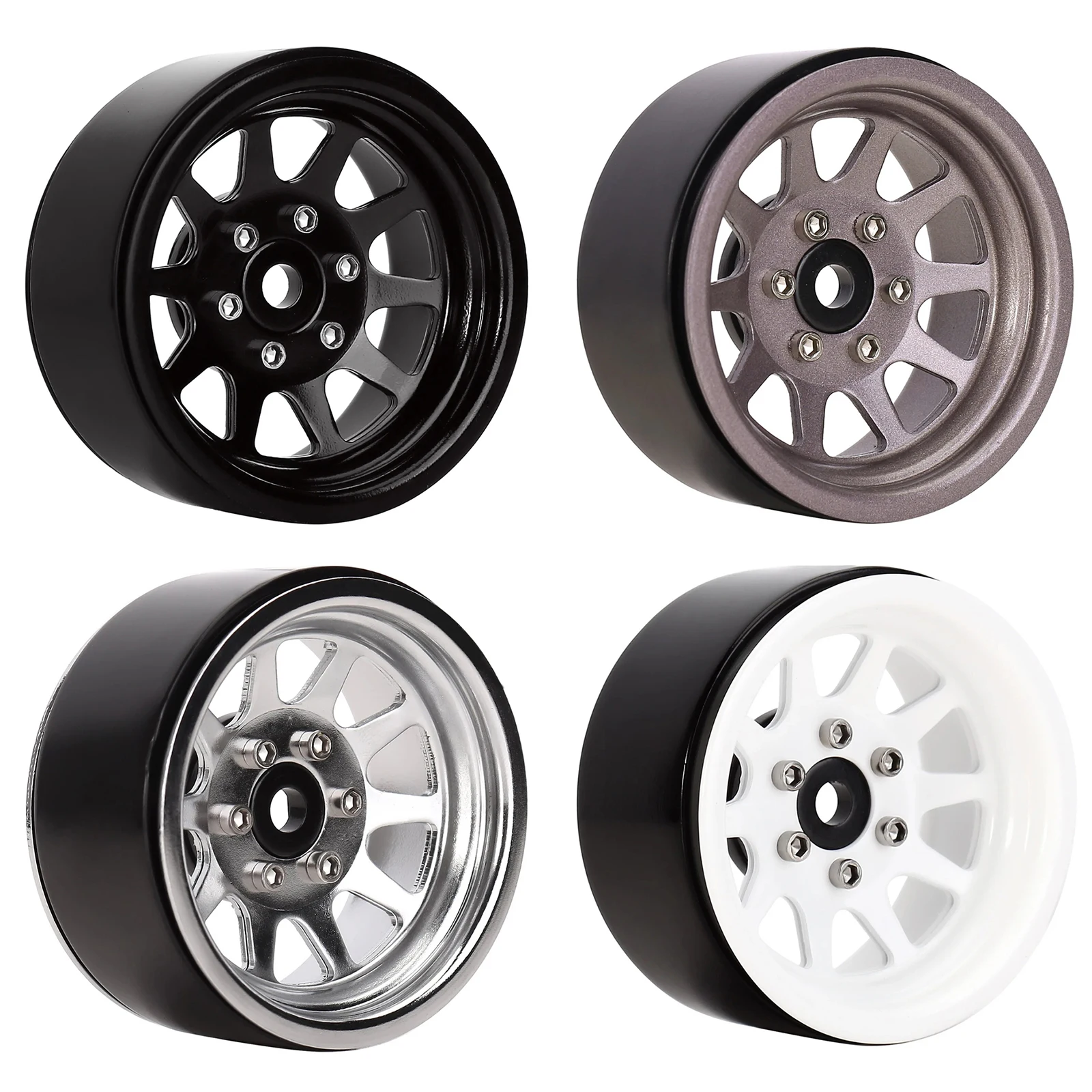 RCTOYFUN 116g/pcs Metal Alloy 1.9 Beadlock Wheel Rims for 1:10 RC Crawler Axial SCX10 AXI03007 90046 TRX4 Redcat GEN8 (W1909)