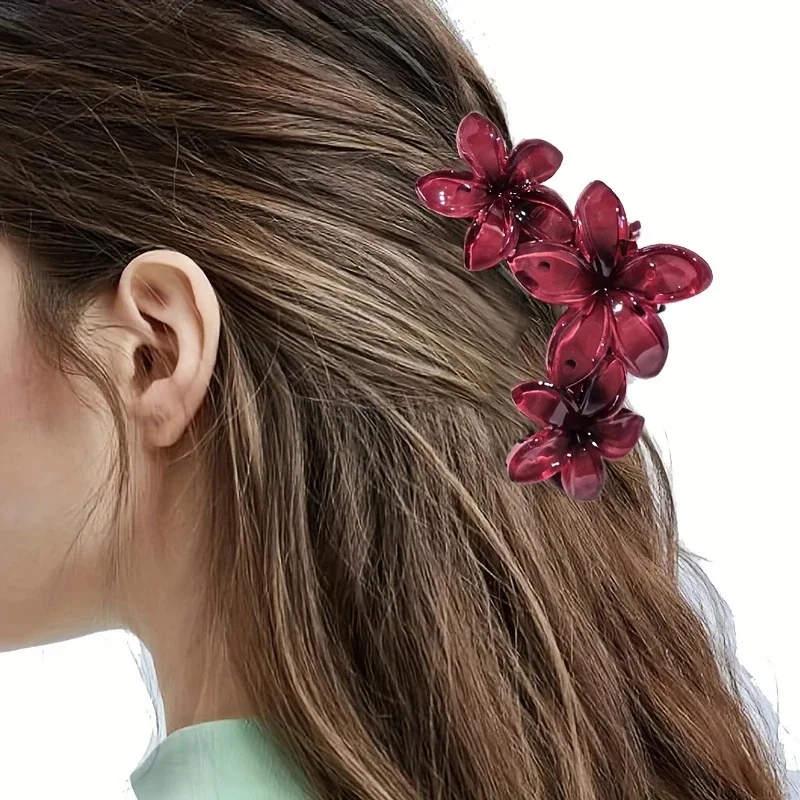 1/2 Stück Blumen-Haarspangen, hawaiianische Plumeria-Haarspangen für Frauen, rutschfeste Krallenklammern für dickes Haar, Strand-Haar-Accessoires – Detail 10