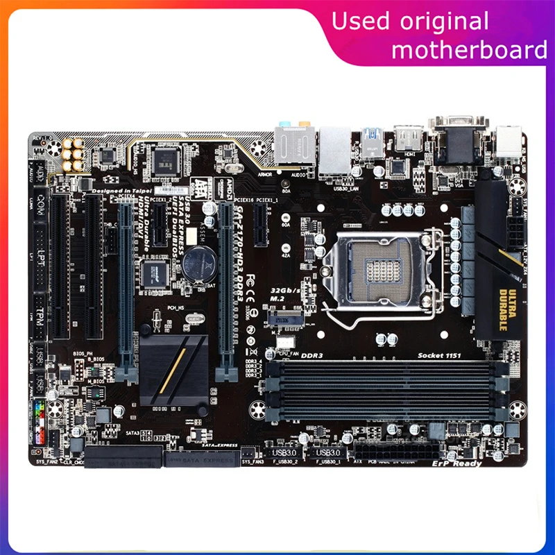 

Used LGA 1151 For Intel Z170 GA-Z170-HD3 Z170-HD3 DDR3 Computer USB3.0 SATA3 Motherboard D3 32G Desktop Mainboard