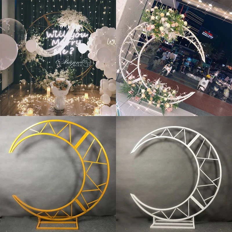 

Свадебный железный лунный цветочный арочный кронштейн, сценическое дорожное руководство, орнамент, геометрическая полая краска, подставка для цветов, реквизит для съемки