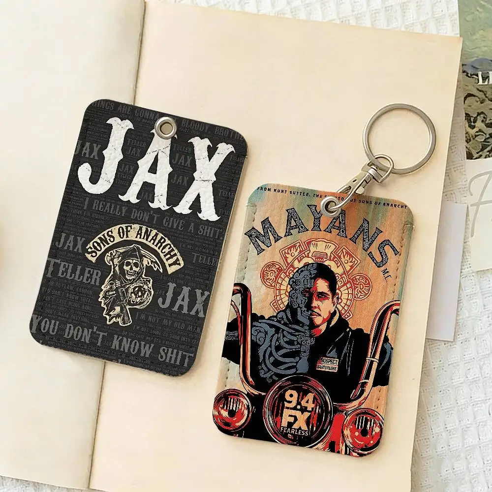 S-Son O-Of Anarchy PU Soft Leather Rectangular Key Card Holder Induction Elevator Protection Cover Youth Faion Accory