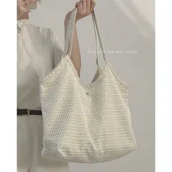 Quality Canvas Shoulder Tote Bags for Women 2023 Simple Fashion Shopping Bag Pure Color Fabric Big Capacity Shopper Totes Female
