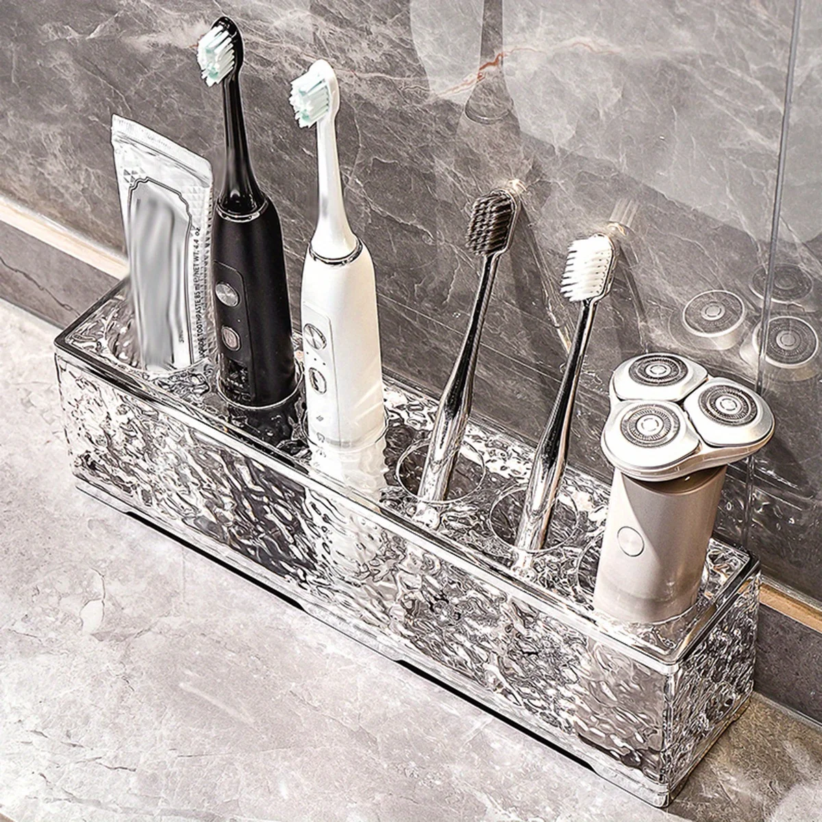 1pc Toothbrush Holder Stand For Bathroom, Freestanding Countertop Bathroom Organizer, Toothbrush Razor Storage Rack