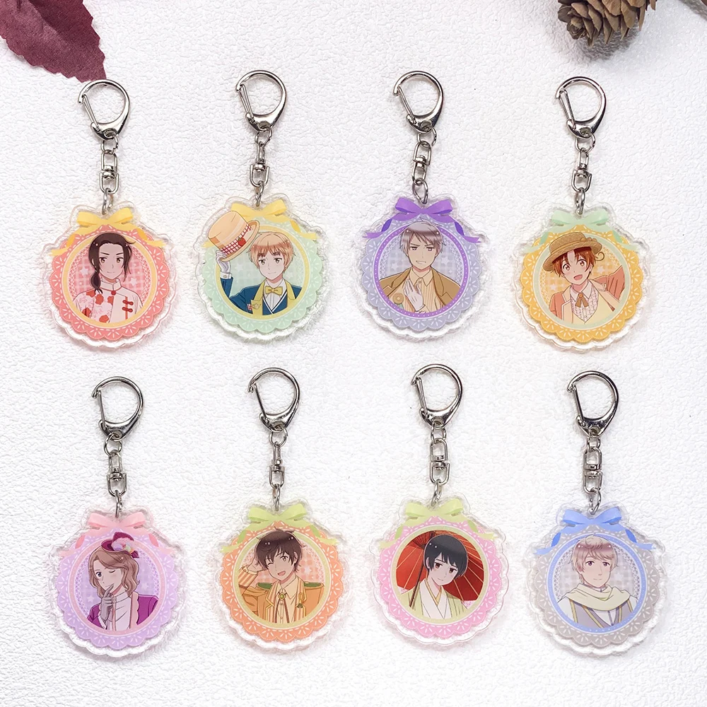 1/10Pcs Anime Figures World Stars Axis Powers Keychain Accessories Acrylic Charms Pendant For Bag Key Holder Backpack Decoration