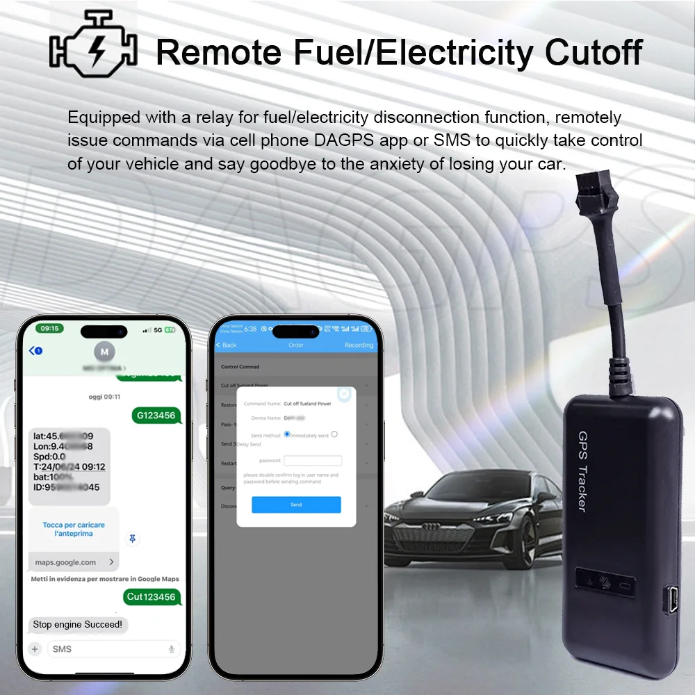 Original DAGPS tracker gt02 4pin motocycle car gps tracker cut off fuel stop engine acc alarm with sleep save battery gprs