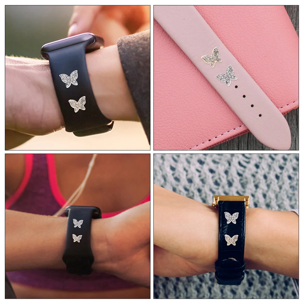 

4 шт., ремешок для часов из алмазного сплава, подвески, декоративные шпильки для аксессуаров для часов, модный декор