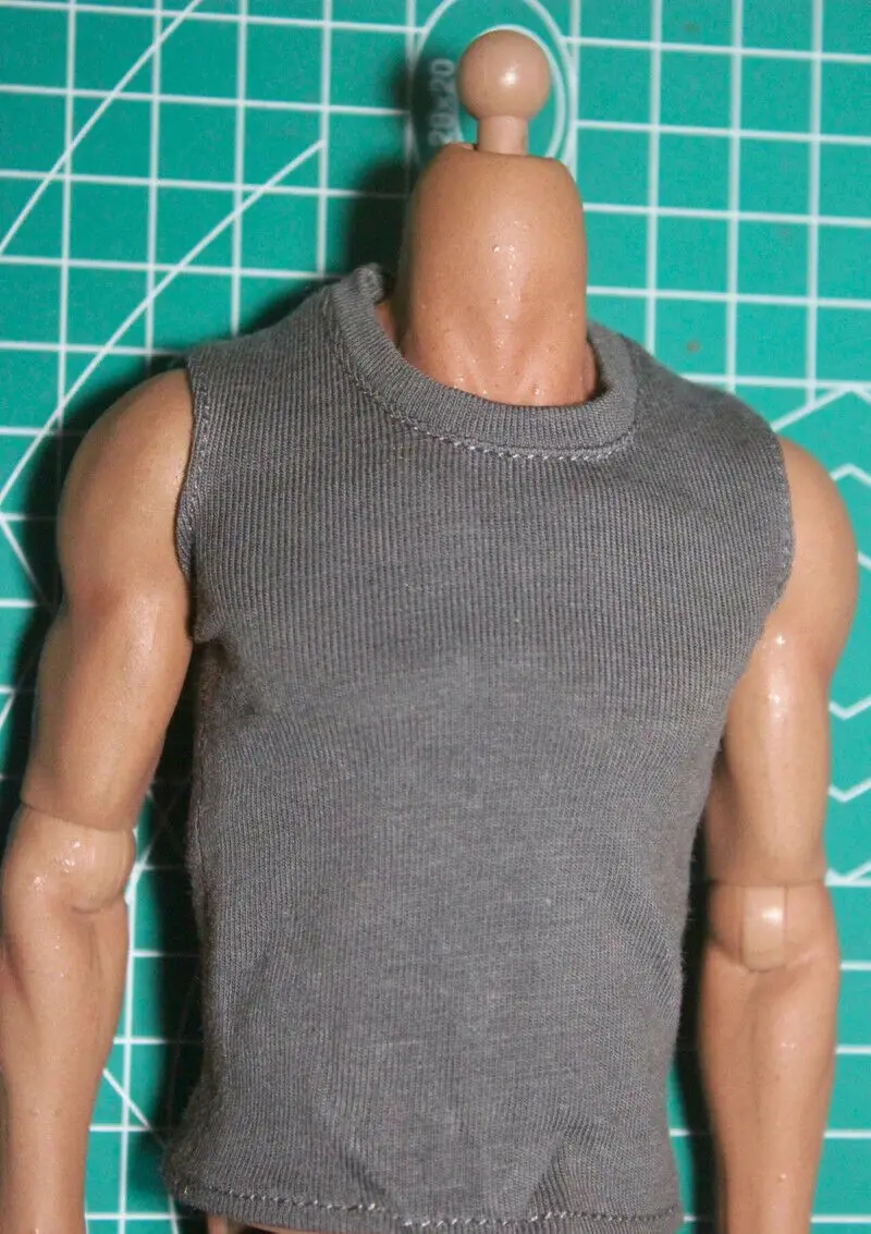 1/6 Scale Male Soldier Grey Waistcoat T-shirt Model for 12\