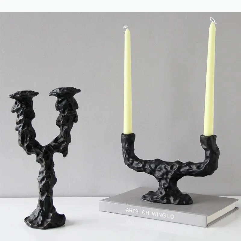 Resin Handicraft Candlestick Irregular Lines Candelabrum Resin Candle Home Decoration Accessories Wedding