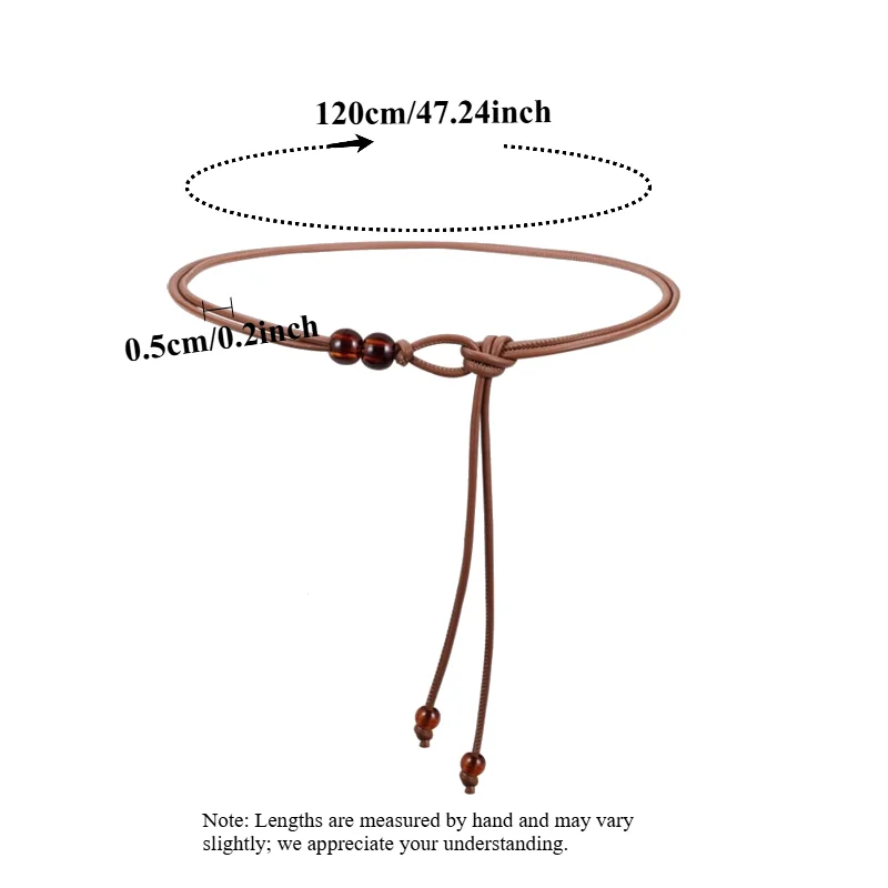IF IFOND Summer Soft Leather Cord Women’s Slim Belt Niche Bohemian Shirt-Style Versatile Adjustable Long Waist Cord Belt
