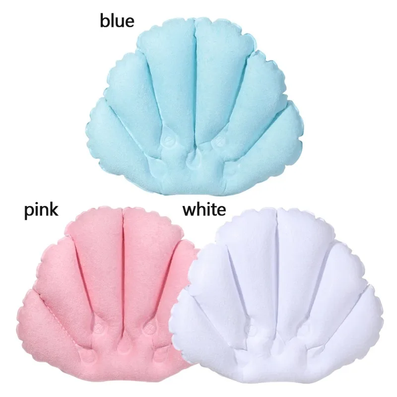 Soft Fan-shaped Inflatable Bath Pillow Neck Support With With Suction Cups Spa Cushion Pillow Bathtub Cushion 2021New