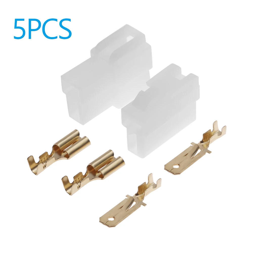 5 Sets Radio DC Power Connector Plug T-Type 2 Pin Male Female Wiring Adapter Kit