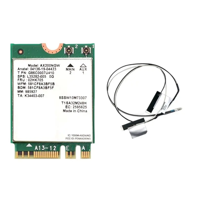 

Hot Selling-AX200 Network Card M.2 NGFF 2.4Ghz/5G WI-FI 6 2974Mbps Wifi Card 802.11Ax Bluetooth 5.2 Wifi Adapter W/Antenna,AX200