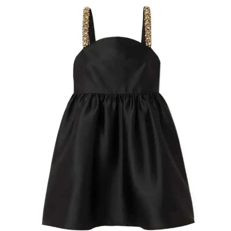 Jamerary New Summer Perlen riemen schwarz Ballkleid Frauen Mini plissiert eine Linie kurze Vestidos sexy rücken freie Party Robe