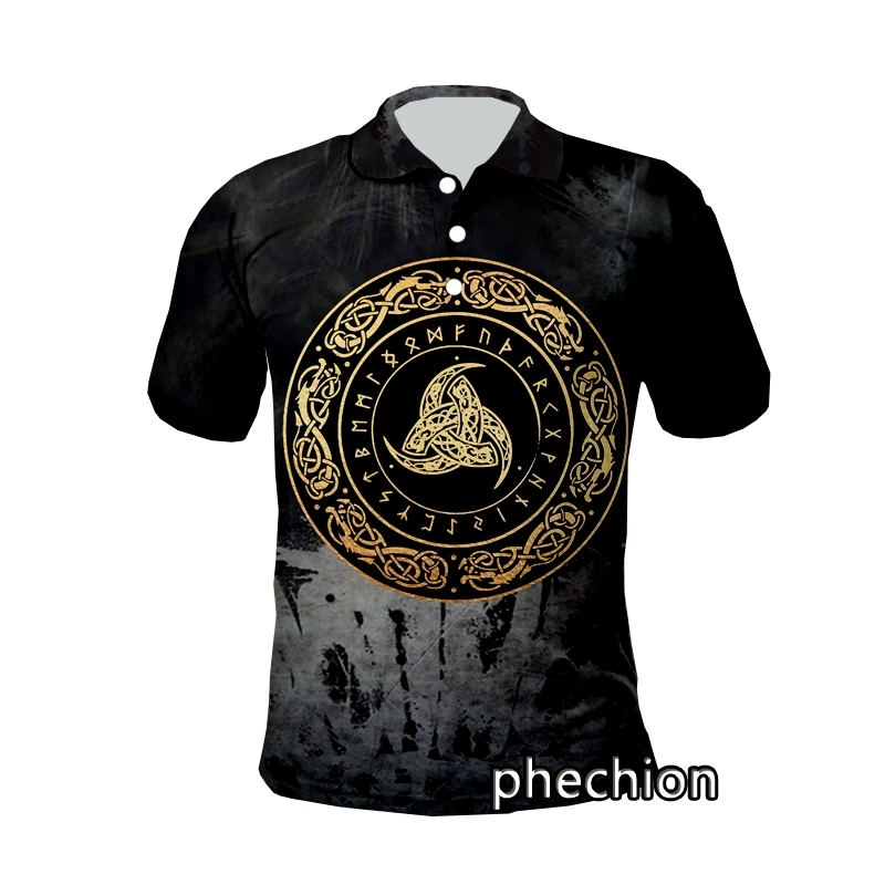 phechion Viking Tattoo Symbol 3D Printed New Fashion Sport Polo Shirt Harajuku Streetwear Casual Tops Fitness Unisex M11